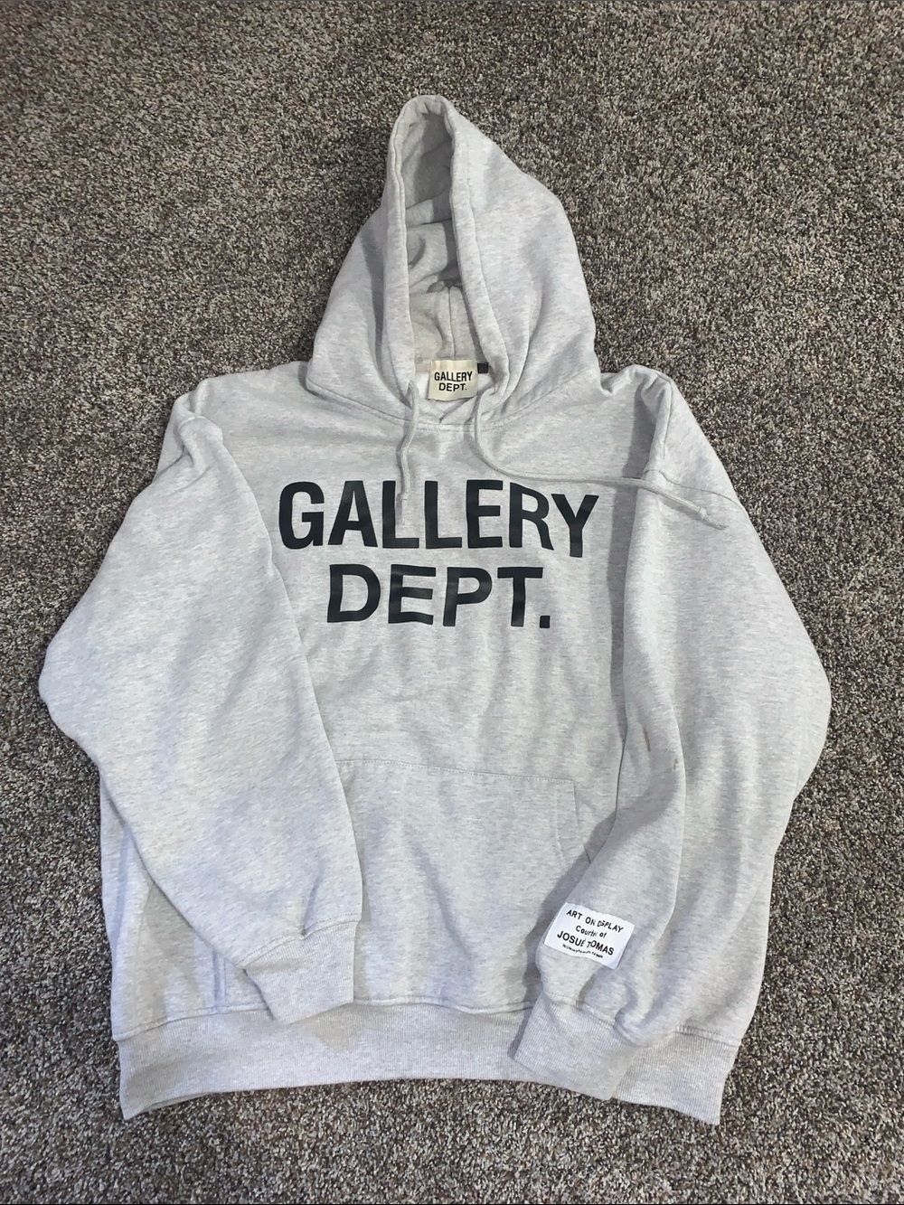 Gallery Dept Light Gray Hoodie with Black Chest Logo